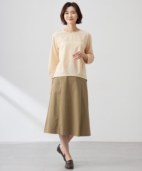 J.PRESS(ジェイプレス)の「【洗える】リネンツイル Aライン スカート(スカート・レディース・カーキ系/ベージュ系/ネイビー系・T13/T17/T15)」の6枚目の写真