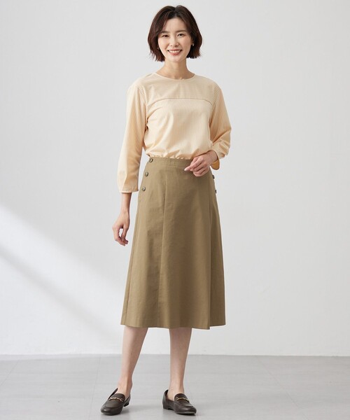 J.PRESS(ジェイプレス)の「【洗える】リネンツイル Aライン スカート(スカート・レディース・カーキ系/ベージュ系/ネイビー系・T13/T17/T15)」の7枚目の写真