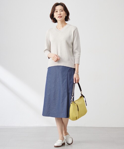 J.PRESS(ジェイプレス)の「【洗える】リネンツイル Aライン スカート(スカート・レディース・カーキ系/ベージュ系/ネイビー系・T13/T17/T15)」の12枚目の写真