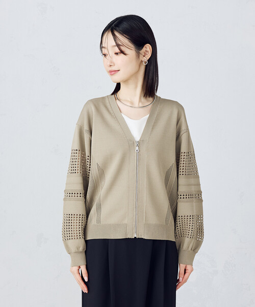 COMME CA ISM(コムサイズム)の「スクエアメッシュ ブルゾン / セットアップ対応(ブルゾン・レディース・ブラック/オリーブ・FREE)」の13枚目の写真