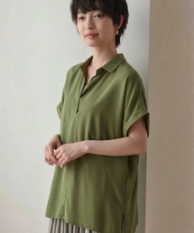 後ボタン スキッパーシフォンブラウス