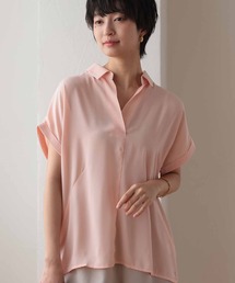 後ボタン スキッパーシフォンブラウス