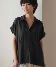 後ボタン スキッパーシフォンブラウス