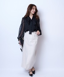 JUSGLITTY シアードットボウタイブラウス Sサイズ