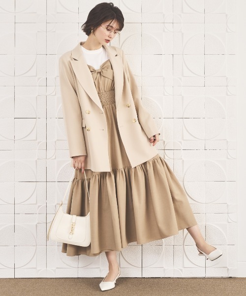 AND COUTURE（アンドクチュール）の「ダブルブレストオーバージャコット（テーラードジャケット・レディース・ライトグレー/ブラック/ベージュ・FREE）」の11枚目の写真