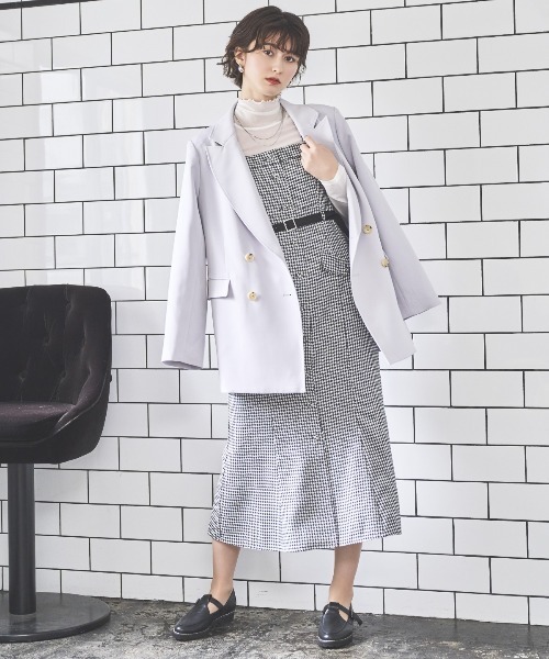 AND COUTURE（アンドクチュール）の「ダブルブレストオーバージャコット（テーラードジャケット・レディース・ライトグレー/ブラック/ベージュ・FREE）」の13枚目の写真