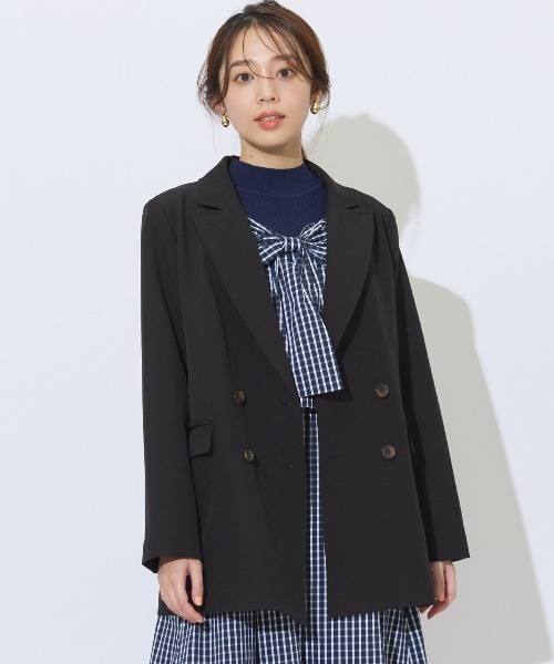 AND COUTURE（アンドクチュール）の「ダブルブレストオーバージャコット（テーラードジャケット・レディース・ライトグレー/ブラック/ベージュ・FREE）」の16枚目の写真