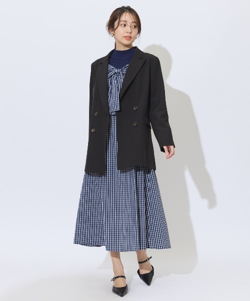 AND COUTURE（アンドクチュール）の「ダブルブレストオーバージャコット（テーラードジャケット・レディース・ライトグレー/ブラック/ベージュ・FREE）」の18枚目の写真