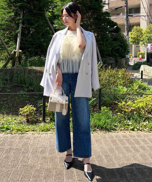 AND COUTURE（アンドクチュール）の「ダブルブレストオーバージャコット（テーラードジャケット・レディース・ライトグレー/ブラック/ベージュ・FREE）」の7枚目の写真