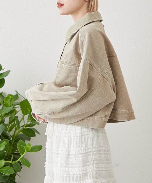 w closet（ダブルクローゼット）の「【３色展開】ショートGジャン（デニムジャケット・レディース・ブルー/ブルー系その他/ベージュ・FREE）」の15枚目の写真