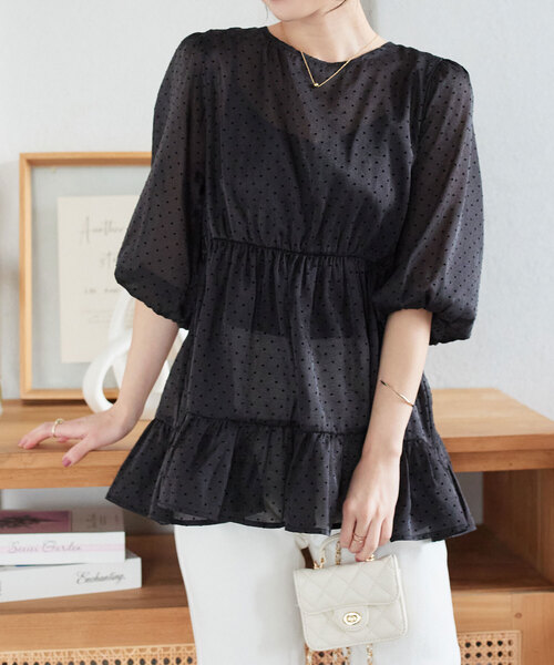 KOBE LETTUCE(コウベレタス)の「シアードットティアードブラウス(シャツ/ブラウス・レディース・ホワイト/ブラック/ベージュ・M)」の17枚目の写真