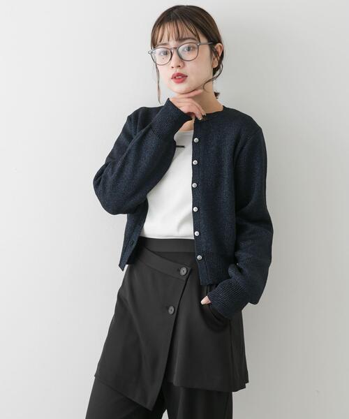 SENSE OF PLACE by URBAN RESEARCH(センスオブプレイスバイアーバンリサーチ)の「『洗濯可』グリッターカーディガン(カーディガン/ボレロ・レディース・ネイビー/ライトグレー/ピンク・ONE)」の5枚目の写真