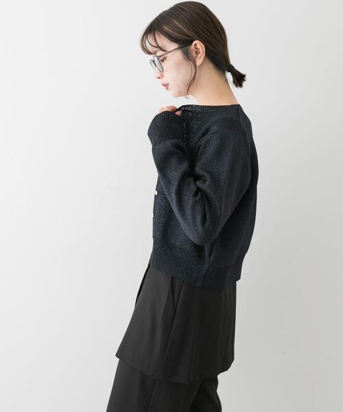 SENSE OF PLACE by URBAN RESEARCH(センスオブプレイスバイアーバンリサーチ)の「『洗濯可』グリッターカーディガン(カーディガン/ボレロ・レディース・ネイビー/ライトグレー/ピンク・ONE)」の6枚目の写真