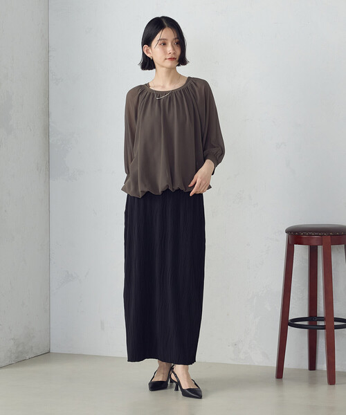 COMME CA ISM（コムサイズム）の「ストレッチプリーツ ナロースカート / セットアップ対応（スカート・レディース・ブルー/アイボリー/ブラック・MEDIUM/LARGE）」の12枚目の写真