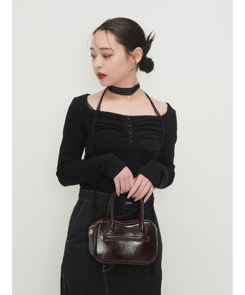 シャーリング レース トップス（Tシャツ/カットソー）｜Enewd