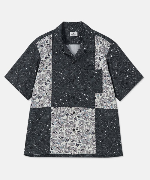 LANVIN en Bleu（ランバンオンブルー）の「【LANVIN en Bleu ESSENTIAL】Jeuneurs / ”アルベール” オールオーバープリント ブロッキング オープンカラー 半袖シャツ（シャツ/ブラウス・メンズ・ダークグレー・MEDIUM/LARGE/X-LARGE）」の8枚目の写真