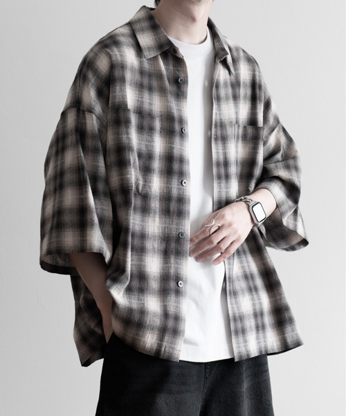 RUUBON(ルーボン)の「【RUUBON】double pocket box shirt / ダブルポケットボックスシャツ(シャツ/ブラウス・メンズ・ブラック系1/グレー系1/ブルー系1/チャコールグレー・S/M/L)」の2枚目の写真