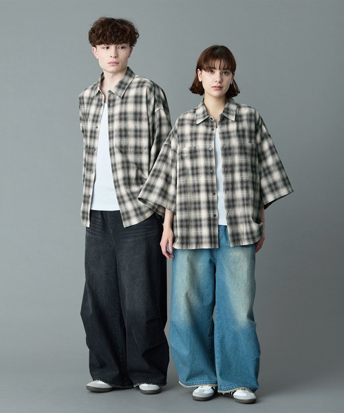 RUUBON(ルーボン)の「【RUUBON】double pocket box shirt / ダブルポケットボックスシャツ(シャツ/ブラウス・メンズ・ブラック系1/グレー系1/ブルー系1/チャコールグレー・S/M/L)」の5枚目の写真