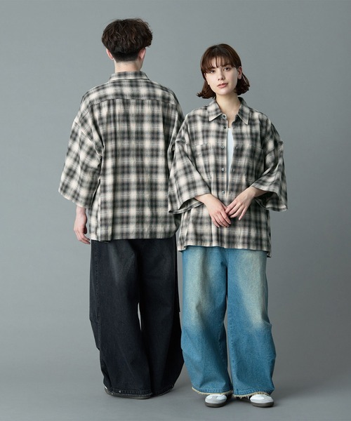 RUUBON(ルーボン)の「【RUUBON】double pocket box shirt / ダブルポケットボックスシャツ(シャツ/ブラウス・メンズ・ブラック系1/グレー系1/ブルー系1/チャコールグレー・S/M/L)」の6枚目の写真