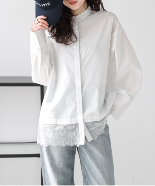 AMELY（エミリー）の「レースヘム シャツブラウス（シャツ/ブラウス・レディース・ブラック/ホワイト・フリー）」の2枚目の写真
