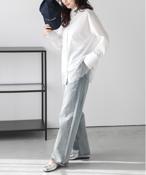 AMELY（エミリー）の「レースヘム シャツブラウス（シャツ/ブラウス・レディース・ブラック/ホワイト・フリー）」の7枚目の写真