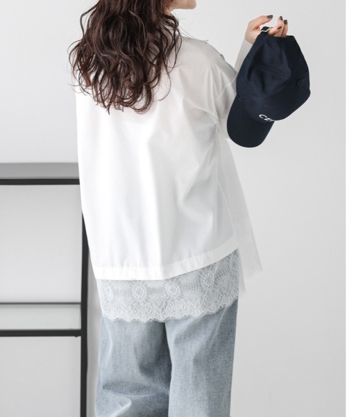 AMELY（エミリー）の「レースヘム シャツブラウス（シャツ/ブラウス・レディース・ブラック/ホワイト・フリー）」の8枚目の写真