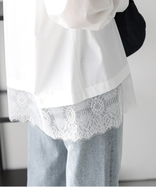 AMELY（エミリー）の「レースヘム シャツブラウス（シャツ/ブラウス・レディース・ブラック/ホワイト・フリー）」の5枚目の写真