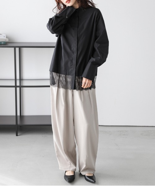 AMELY（エミリー）の「レースヘム シャツブラウス（シャツ/ブラウス・レディース・ブラック/ホワイト・フリー）」の17枚目の写真
