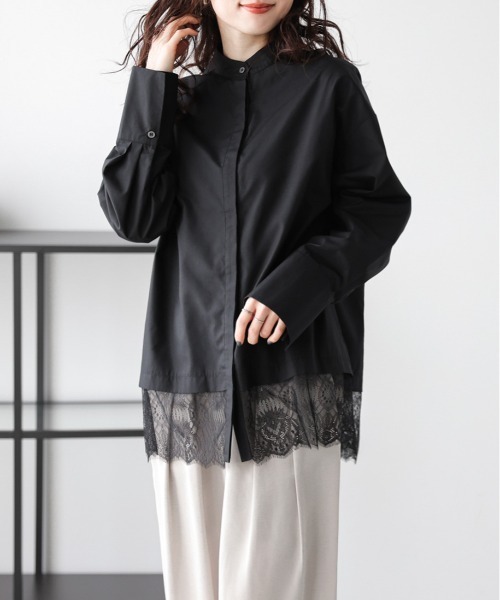 AMELY（エミリー）の「レースヘム シャツブラウス（シャツ/ブラウス・レディース・ブラック/ホワイト・フリー）」の11枚目の写真