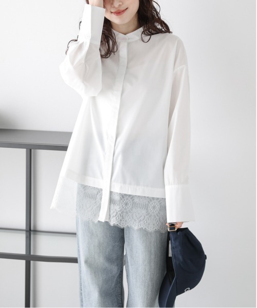 AMELY（エミリー）の「レースヘム シャツブラウス（シャツ/ブラウス・レディース・ブラック/ホワイト・フリー）」の3枚目の写真