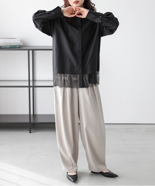 AMELY（エミリー）の「レースヘム シャツブラウス（シャツ/ブラウス・レディース・ブラック/ホワイト・フリー）」の12枚目の写真