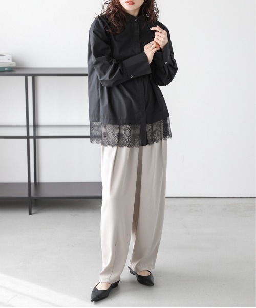 AMELY（エミリー）の「レースヘム シャツブラウス（シャツ/ブラウス・レディース・ブラック/ホワイト・フリー）」の16枚目の写真