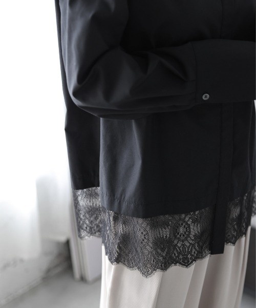 AMELY（エミリー）の「レースヘム シャツブラウス（シャツ/ブラウス・レディース・ブラック/ホワイト・フリー）」の13枚目の写真