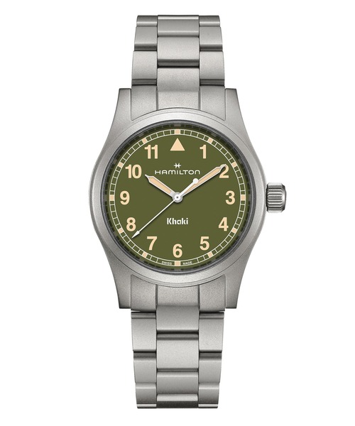 HAMILTON（ハミルトン）の「HAMILTON [ハミルトン] 腕時計 Khaki Field （カーキ フィールド）  クオーツ 38MM グリーン×シルバー（アナログ腕時計・メンズ・グリーン・FREE）」の6枚目の写真