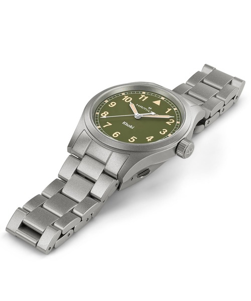 HAMILTON（ハミルトン）の「HAMILTON [ハミルトン] 腕時計 Khaki Field （カーキ フィールド）  クオーツ 38MM グリーン×シルバー（アナログ腕時計・メンズ・グリーン・FREE）」の4枚目の写真