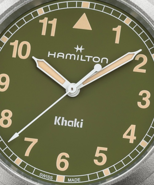 HAMILTON（ハミルトン）の「HAMILTON [ハミルトン] 腕時計 Khaki Field （カーキ フィールド）  クオーツ 38MM グリーン×シルバー（アナログ腕時計・メンズ・グリーン・FREE）」の3枚目の写真