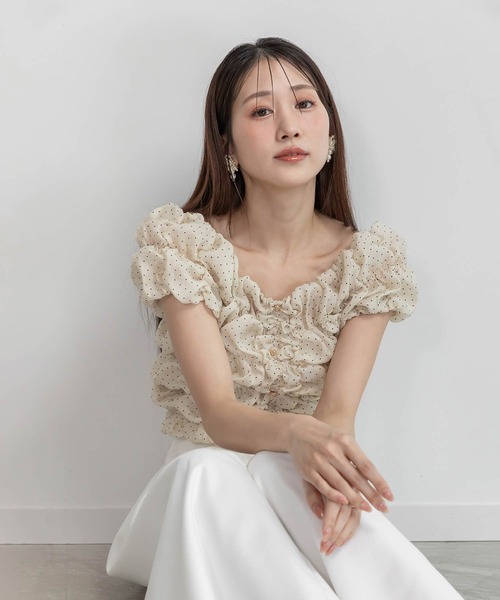 RANDA（ランダ）の「シャーリングオフショルトップス（シャツ/ブラウス