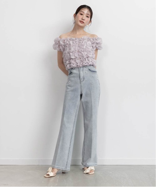 RANDA（ランダ）の「シャーリングオフショルトップス（シャツ/ブラウス