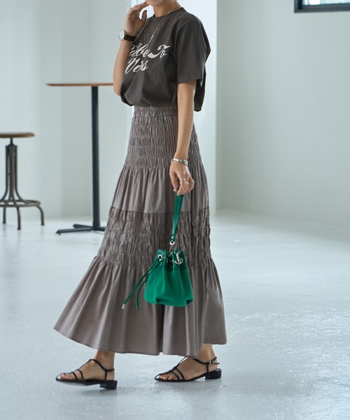 STYLE DELI（スタイルデリ）の「コットンシャーリングスカート（スカート・レディース・ブラック/グレー系その他/ホワイト・FREE）」の5枚目の写真