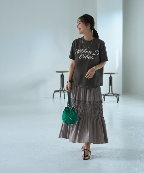 STYLE DELI（スタイルデリ）の「コットンシャーリングスカート（スカート・レディース・ブラック/グレー系その他/ホワイト・FREE）」の8枚目の写真