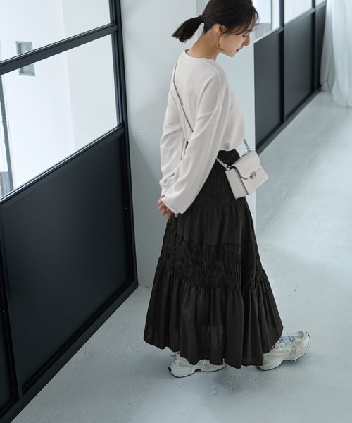 STYLE DELI（スタイルデリ）の「コットンシャーリングスカート（スカート・レディース・ブラック/グレー系その他/ホワイト・FREE）」の13枚目の写真