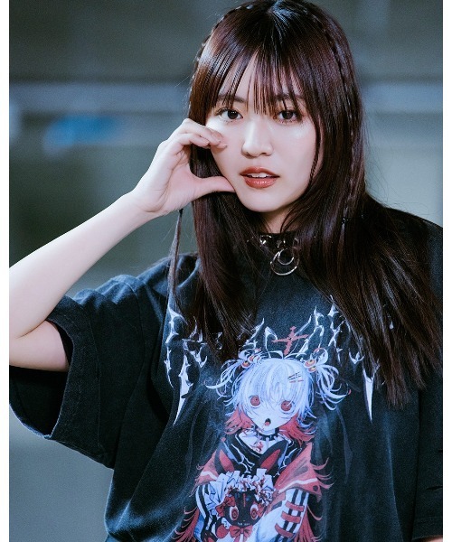 TRAVAS TOKYO(トラバス トウキョウ)の「『TRAVAS TOKYO/トラバス トーキョー』イラストプリント加工Tシャツ(Tシャツ/カットソー・レディース・チャコールグレー/ブラック・FREE)」の8枚目の写真