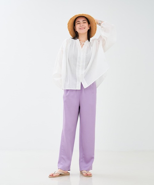 collex（コレックス）の「リボン&ギャザーブラウス（シャツ/ブラウス・レディース・オフホワイト/ダークネイビー/エメラルド・フリー）」の7枚目の写真