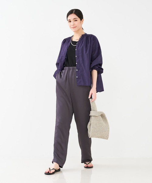 collex（コレックス）の「リボン&ギャザーブラウス（シャツ/ブラウス・レディース・オフホワイト/ダークネイビー/エメラルド・フリー）」の10枚目の写真