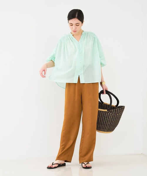 collex（コレックス）の「リボン&ギャザーブラウス（シャツ/ブラウス・レディース・オフホワイト/ダークネイビー/エメラルド・フリー）」の12枚目の写真