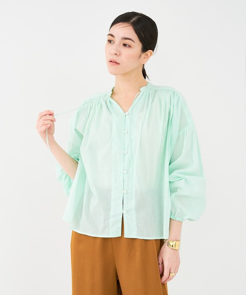 collex（コレックス）の「リボン&ギャザーブラウス（シャツ/ブラウス・レディース・オフホワイト/ダークネイビー/エメラルド・フリー）」の15枚目の写真