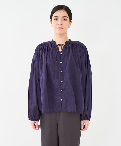 collex（コレックス）の「リボン&ギャザーブラウス（シャツ/ブラウス・レディース・オフホワイト/ダークネイビー/エメラルド・フリー）」の18枚目の写真