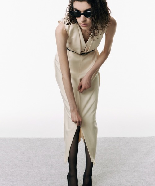 セール】LAYERED SLIT PANEL DRESS/レイヤードスリットパネル