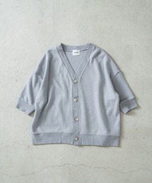 Wジャガード6分袖カーディガン
