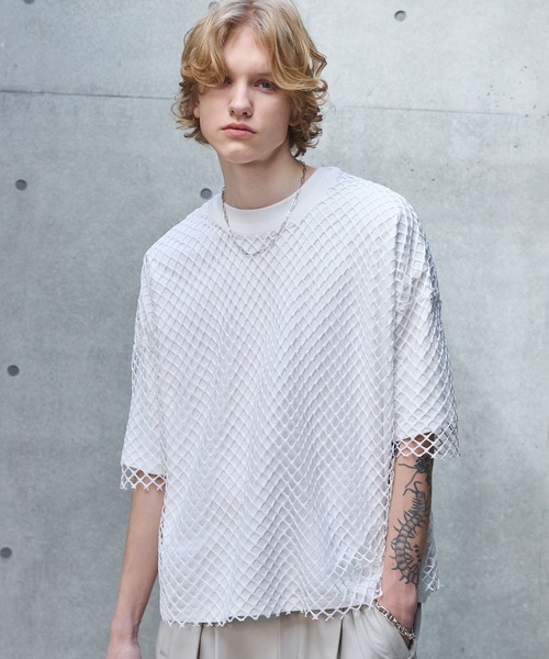 ANEDIST（アンディスト）の「メッシュTシャツ（Tシャツ/カットソー・メンズ・ホワイト/ブラック/レッド・FREE）」の2枚目の写真